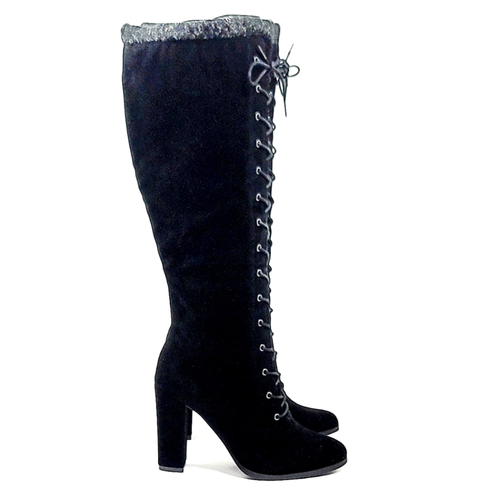 NEW Shoedazzle Women Black Summer Fall Winter Over the knee Boots Size 7.5 US